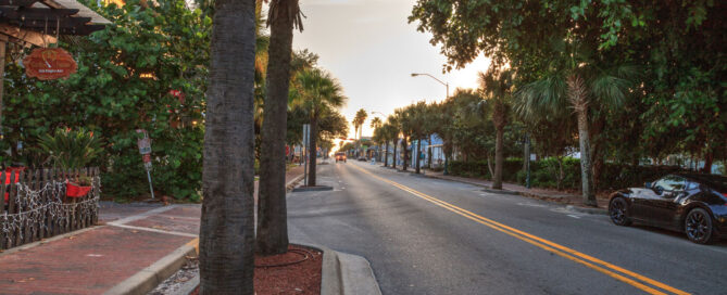 Business district in New Smyrna Beach, Florida