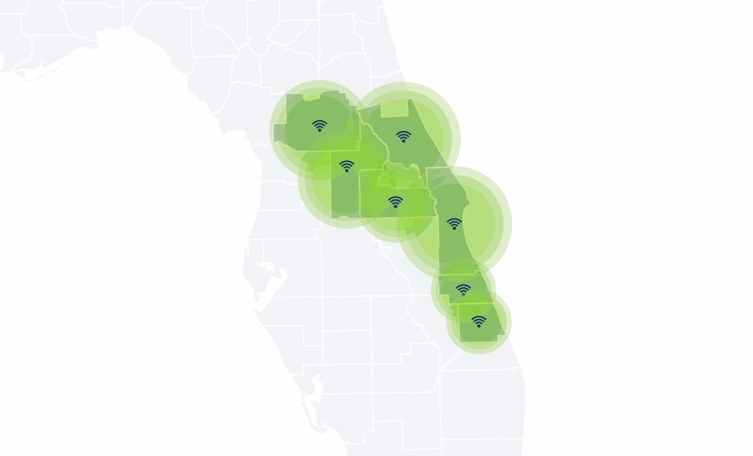 Vector map of Wire 3 service areas in Florida